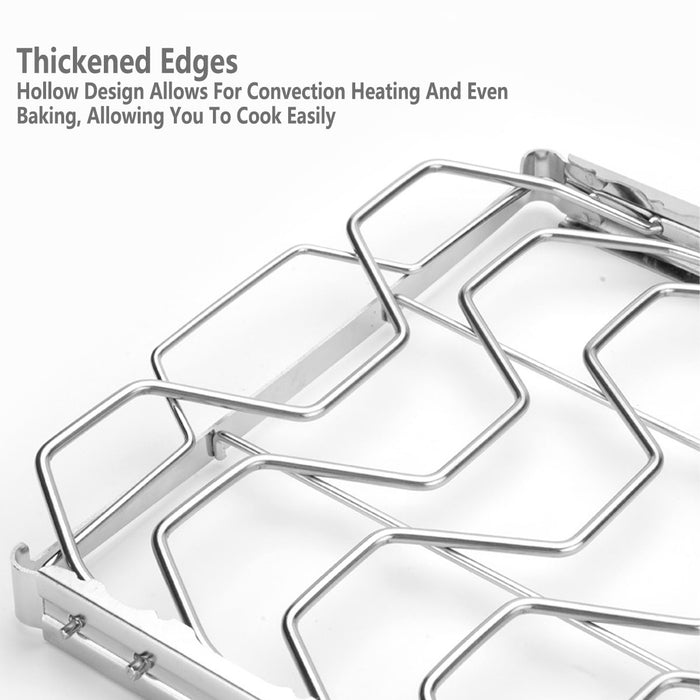 430 Stainless Steel Foldable BBQ Rib Rack Grill Net 26.6 x 22.2 cm