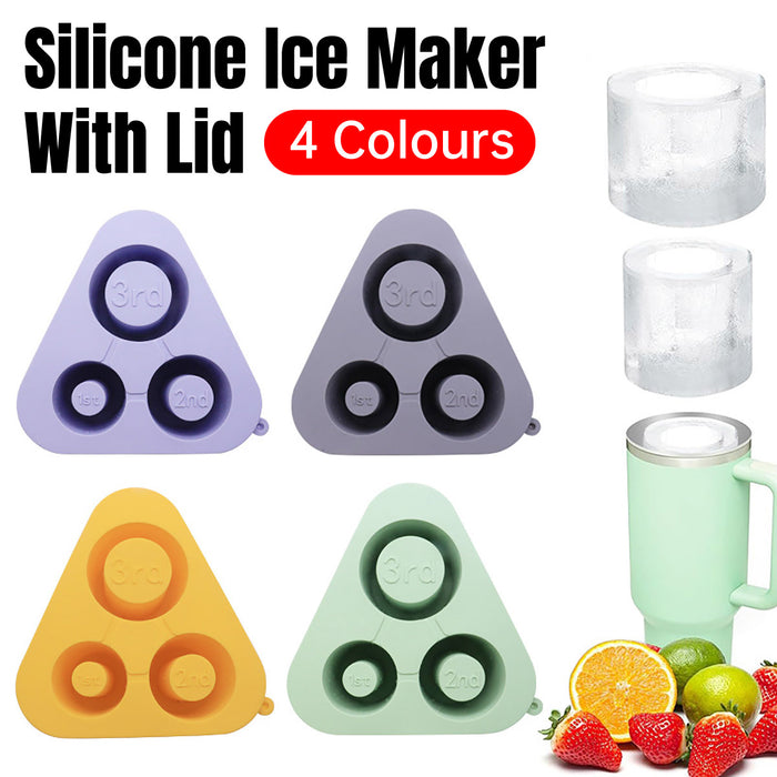 Silicone Ice Cube Tray with Lid Food Grade Triangular Shape