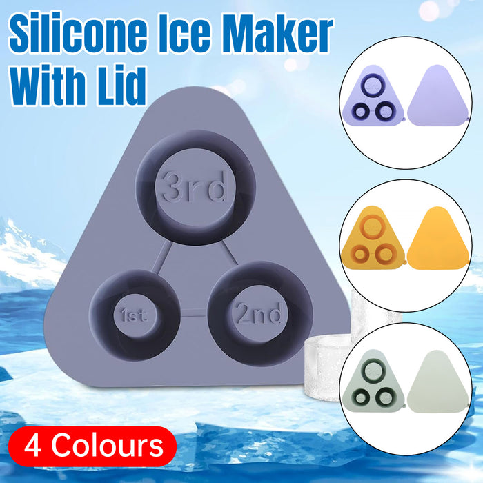 Silicone Ice Cube Tray with Lid Food Grade Triangular Shape