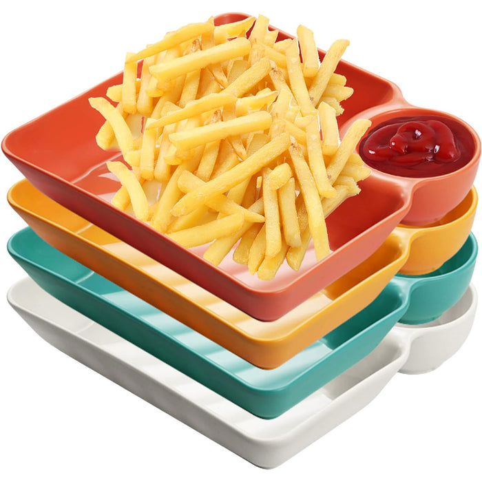 Square Plate with Dipping Tray, 8pcs