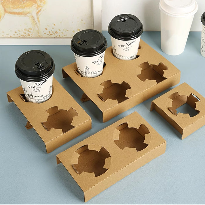 100 Pcs Corrugated Cup Holder Thick Kraft Paper Base
