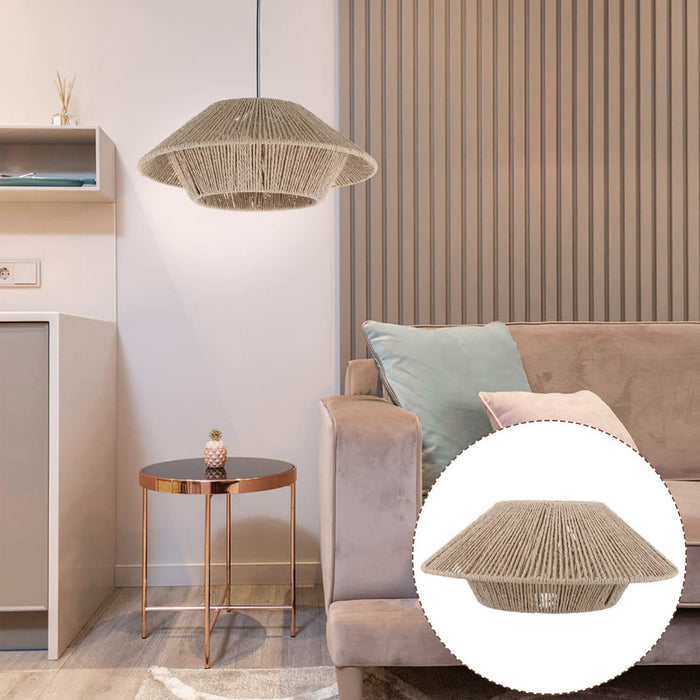 Hand-Woven Paper Rope Pendant Lampshade Yellow 30×12.5 cm