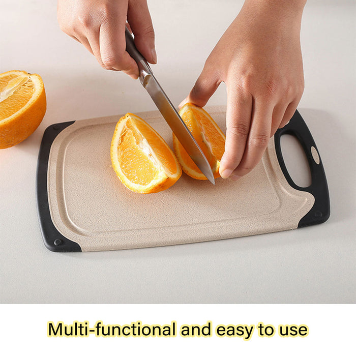 3PCS Wheat Straw Cutting Board Set Non Slip Juice Grooves