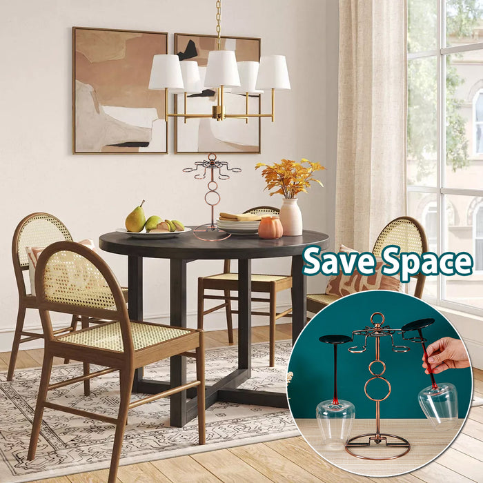 Freestanding Wine Glass Rack Iron Wire Brown for Bar