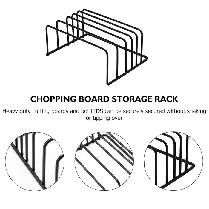 Chopping Board Rack Metal Black Space Saving 18cm
