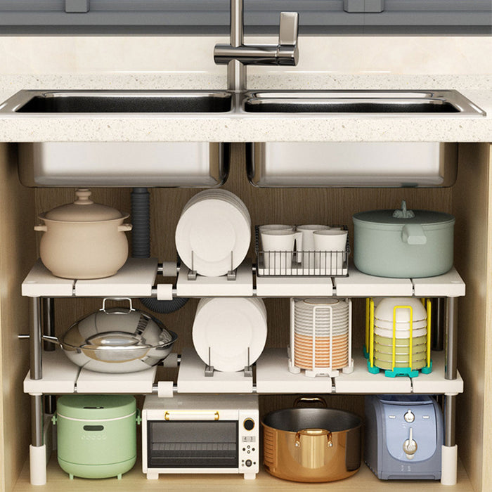 Expandable Kitchen Shelf Organiser Double Layer 54-75cm