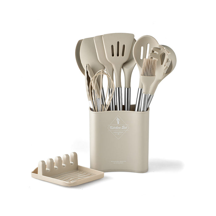 13 Piece Silicone Kitchen Utensil Set Stainless Steel Handles