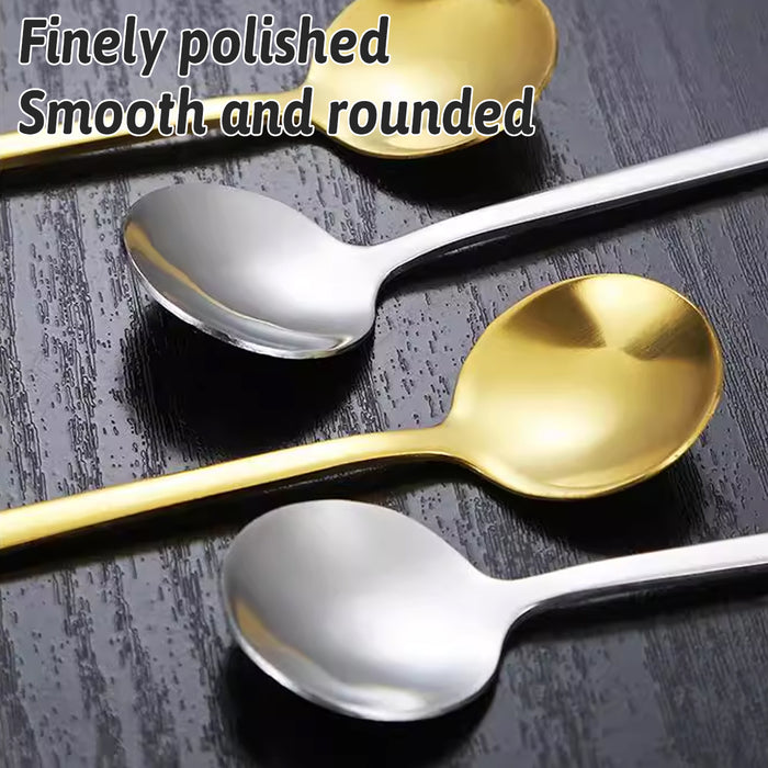 24 Pcs Stainless Steel Stirring Spoons 13cm 15cm Gold Silver