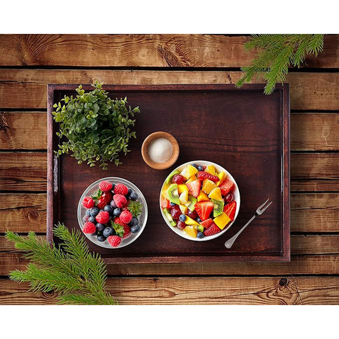 Bamboo Tea Serving Tray Walnut Colour with Handles