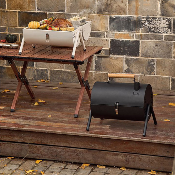 Portable Charcoal BBQ Grill with Foldable Legs and Dual Air Vents