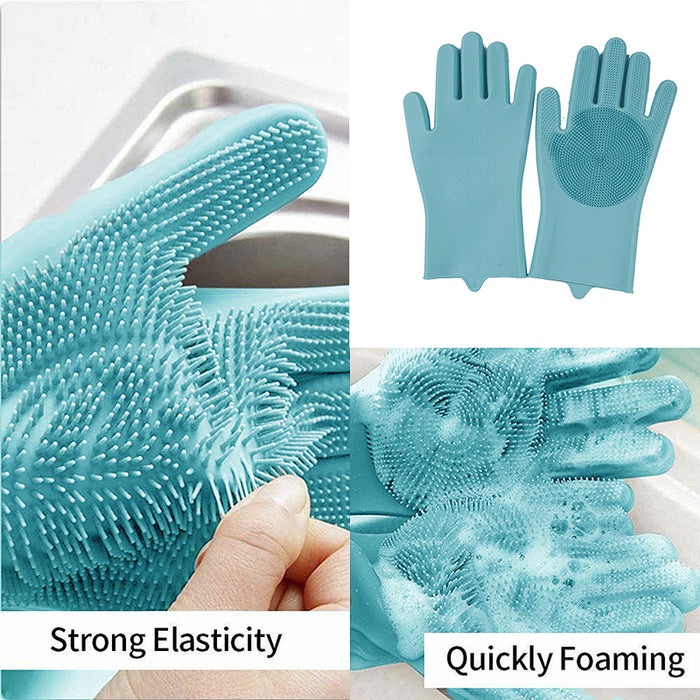 Silicone Dishwashing Gloves, Food Grade, Flexible & Easy to Clean, 1 Pair