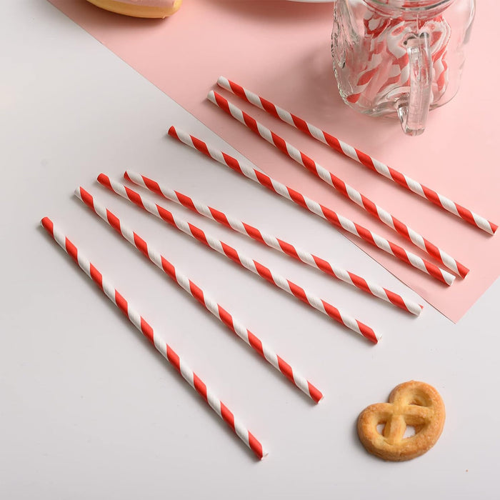 125pcs Biodegradable Paper Straws Mixed Stripe Colours