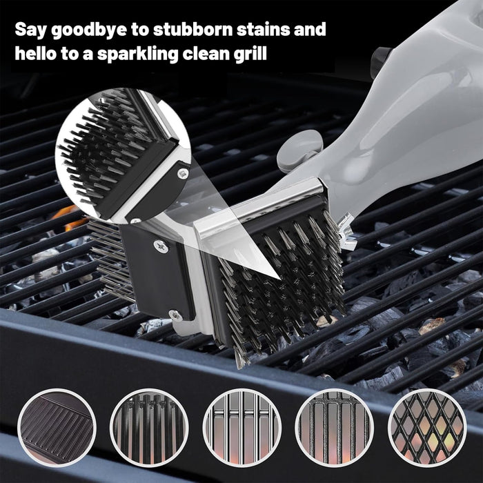 Stainless Steel BBQ Grill Cleaning Brush with Ergonomic Handle 35 x 6 x 9.5 cm