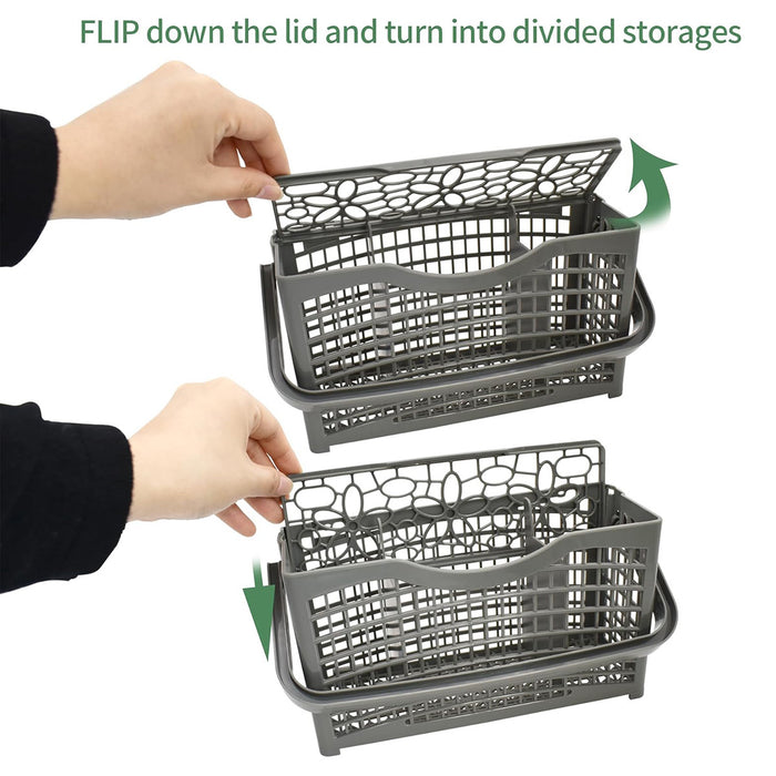 Universal Dishwasher Cutlery Basket with Compartments and Lid