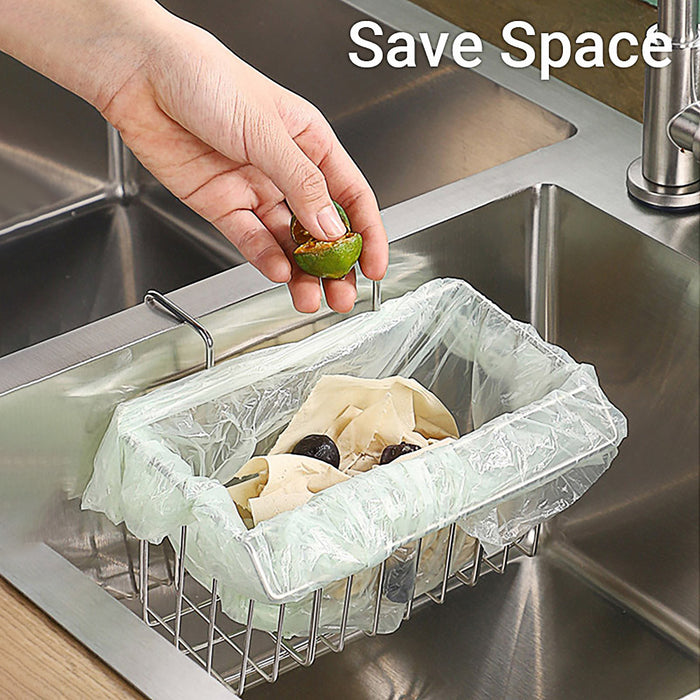 Stainless Steel Sink Sponge Holder With Hook and Open Grid
