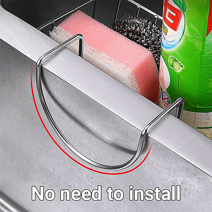 Stainless Steel Sink Sponge Holder With Hook and Open Grid