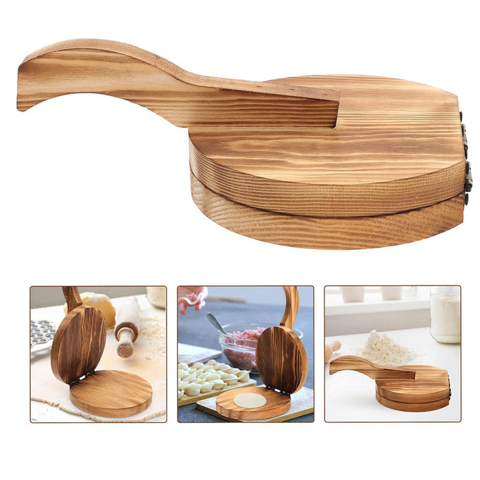Wooden Dumpling Wrapper Maker Hand Press Dough Roller