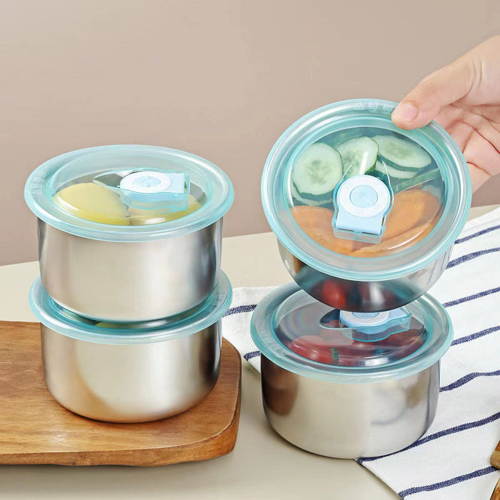 4 Pcs Stainless Steel Food Containers Set for Fridge and Picnic