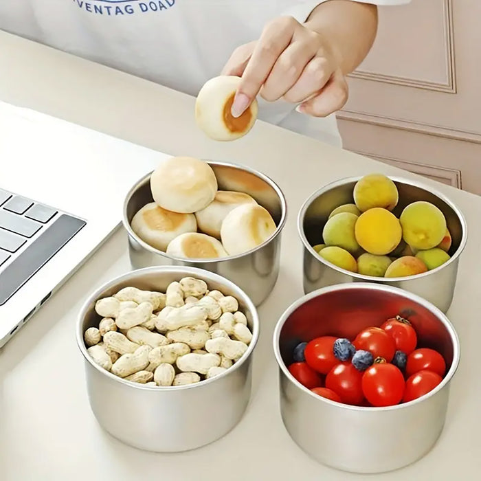4 Pcs Stainless Steel Food Containers Set for Fridge and Picnic