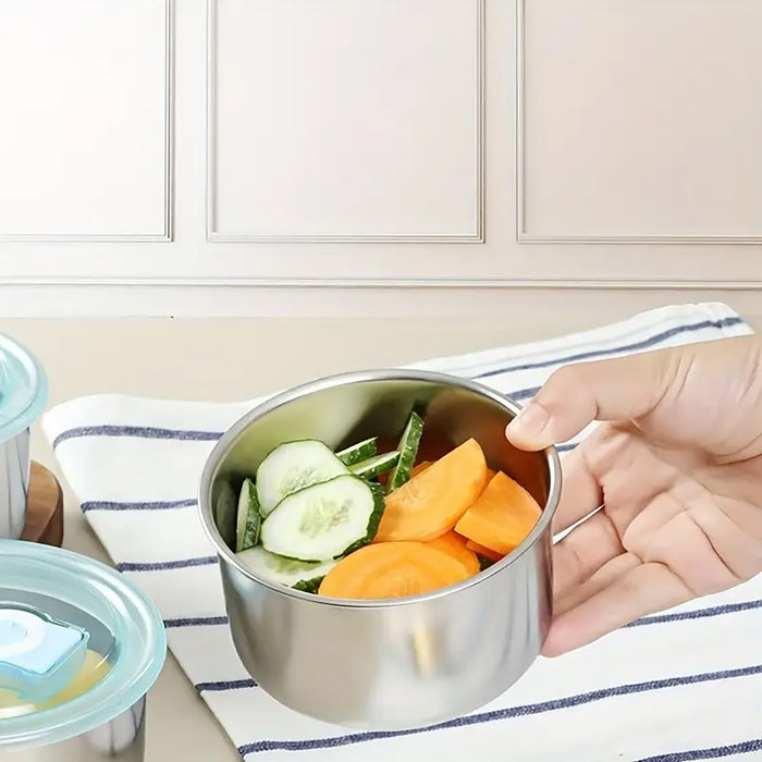 4 Pcs Stainless Steel Food Containers Set for Fridge and Picnic