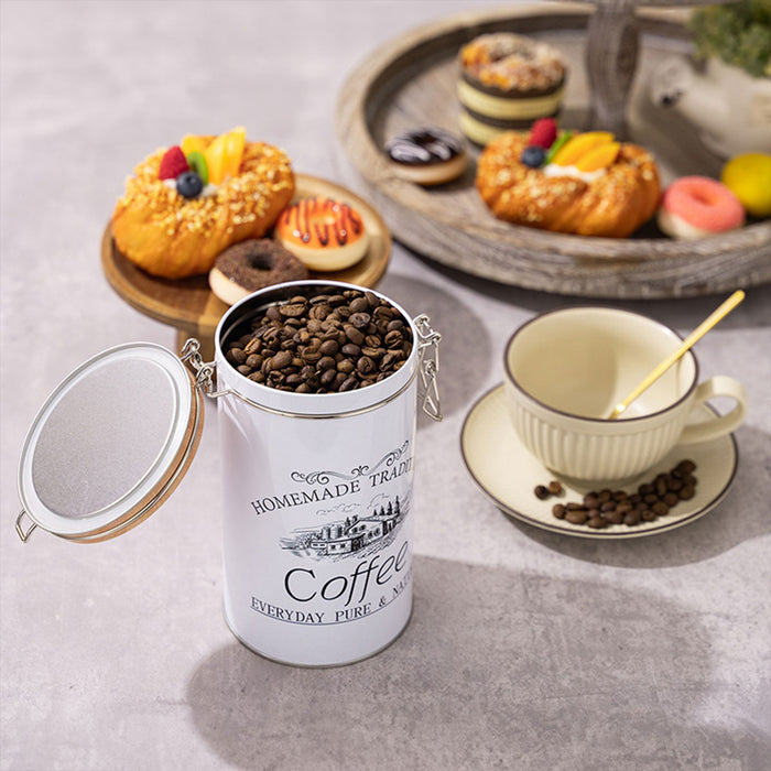 3PCS White Tinplate Coffee Tea Sugar Storage Jar Set