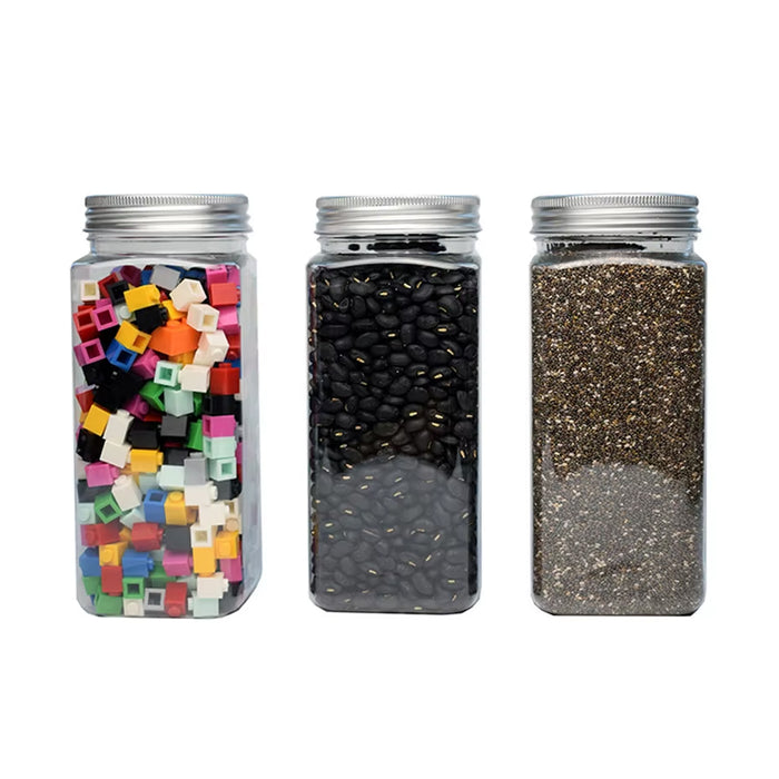 20 Pcs Square PET Storage Bottles with Aluminium Lids