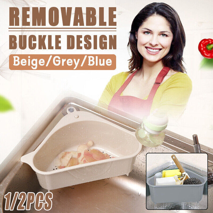 Triangle Sink Storage Drain Basket With Suction Cup PP