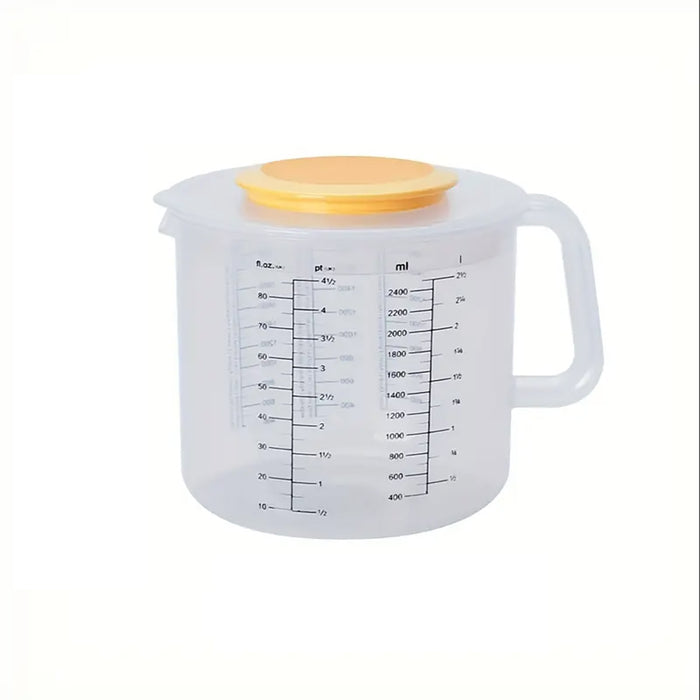 2.5L Plastic Measuring Bowl with Lid and Scale Markings