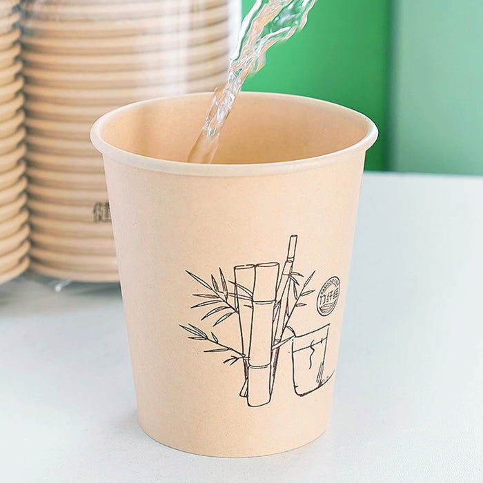 500 Pcs Disposable Paper Coffee Cups 9oz Bamboo Pulp Leak Proof