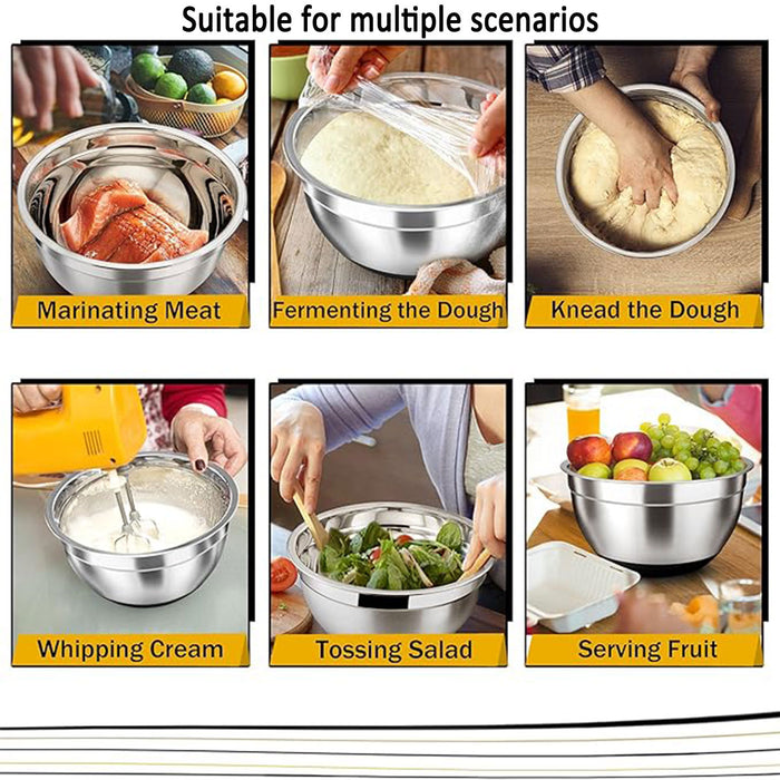 5 Piece Stainless Steel Mixing Bowl Set with Airtight Lids