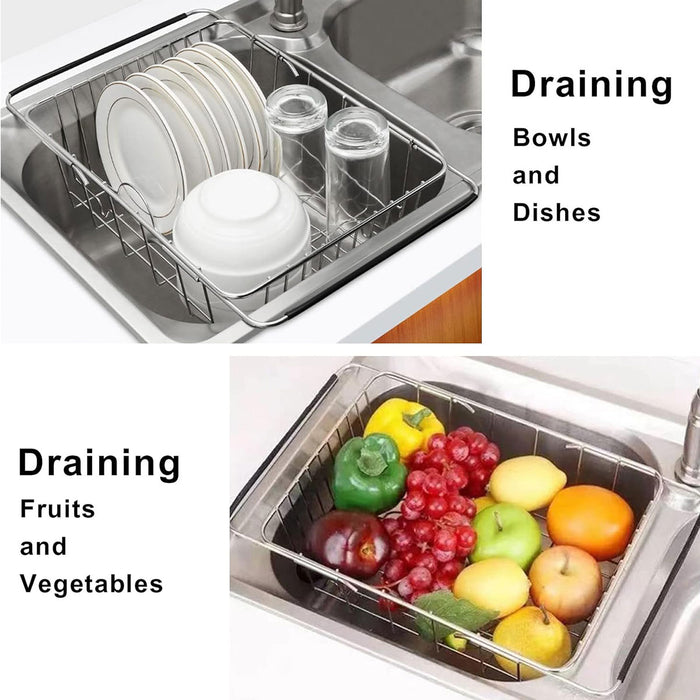 Stainless Steel Telescopic Sink Draining Basket Rack