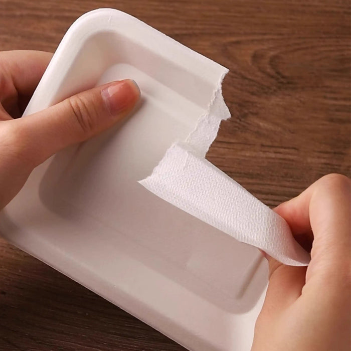 100Pcs Thickened Degradable Paper Plates Rectangular Eco-Friendly Design