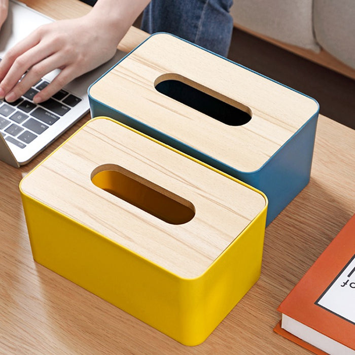 Wooden Tissue Box Cover PP + Wood European Style 4 Colours 20.5 x 12 x 10 cm