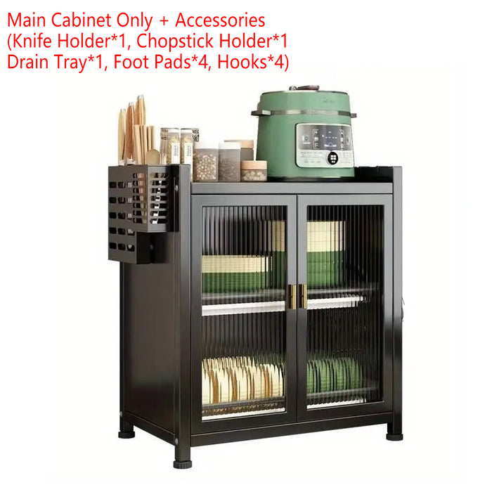 Dish Storage Rack With Magnetic Door Carbon Steel Acrylic