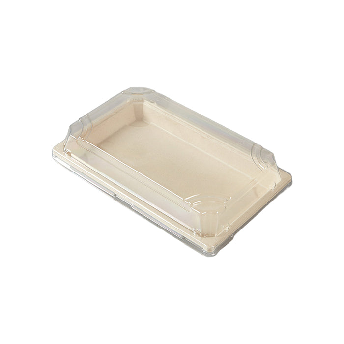 50 Pcs Biodegradable Sushi Boxes with Clear Lid Leak-Proof Natural Beige 8 Sizes