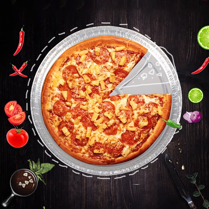 50 Pcs Disposable Aluminium Foil Pizza Tray Round 31 cm 940 ml Capacity