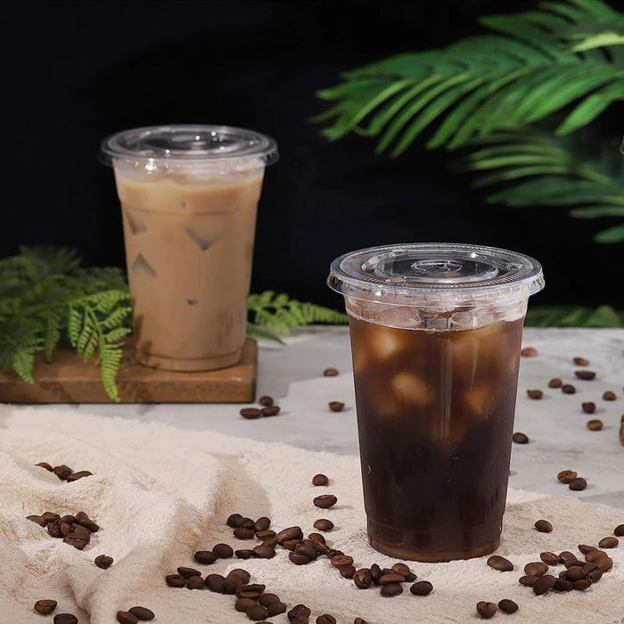 250 Sets Transparent PET Drink Cups With Lids 400ml Leak Proof