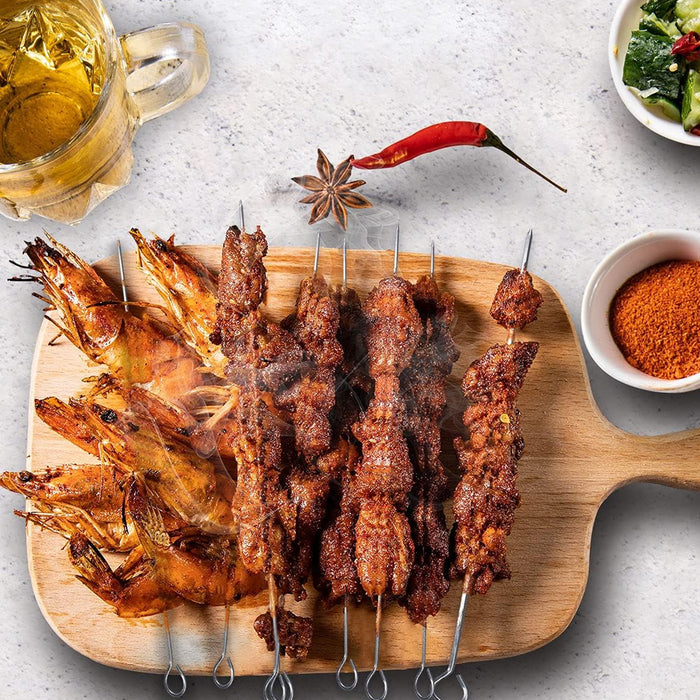 12 Pcs Metal BBQ Skewers Stainless Steel 20cm Looped Handles