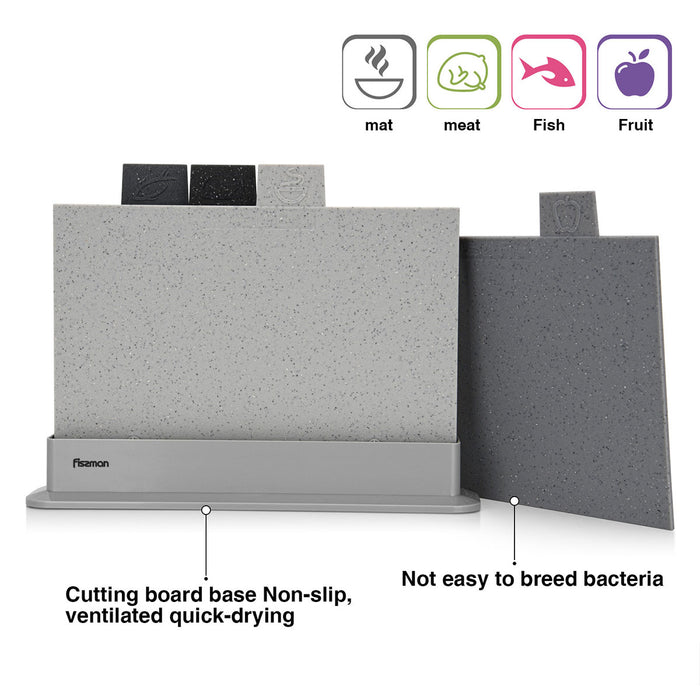 4 Pcs Cutting Board Set Non Slip Colour Coded Kitchen