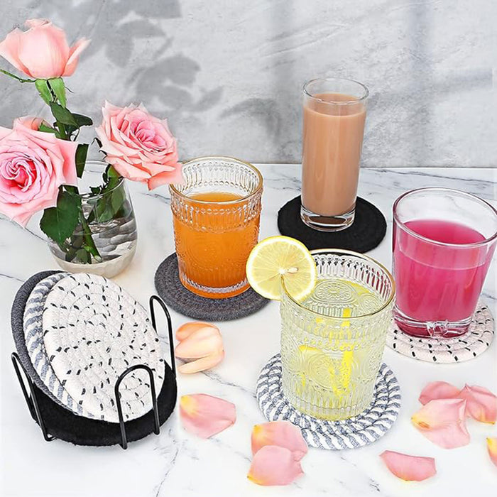 8Pcs Woven Cotton Rope Coasters for Coffee Tea