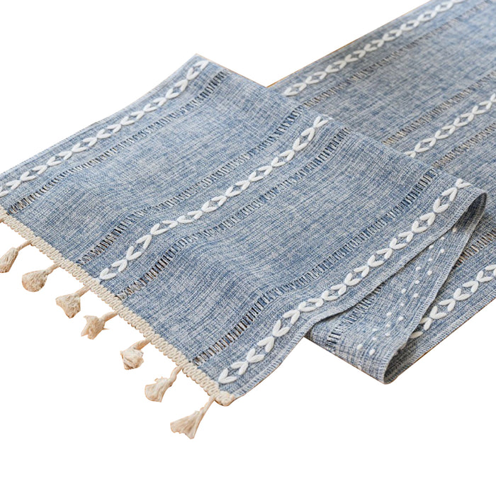 Solid Colour Woven Hollow Fringe Table Runner, 33x275cm