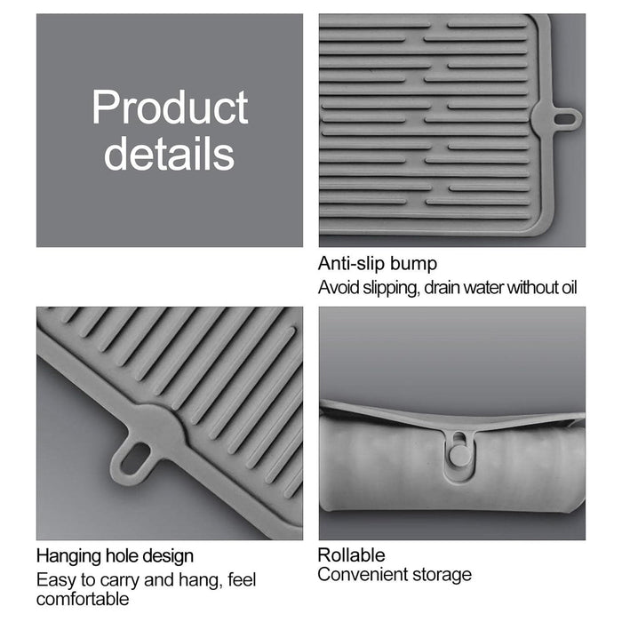 Silicone Drainage Mat Non-Slip Heat Resistant Kitchen Drying Pad 47x20cm
