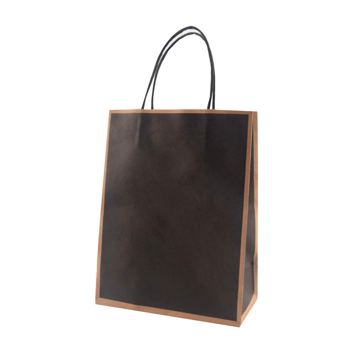 50 Pcs Kraft Paper Bags Reinforced Handles 4 Sizes 6 Colours Shopping Gift Bags
