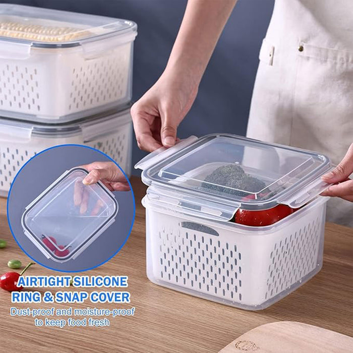 3 Piece Food Storage Container Set With Draining Baskets