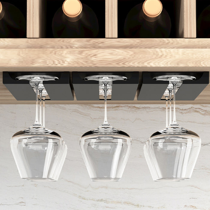 2 Pcs Under-Cabinet Wine Glass Hanging Rack Black HIPS