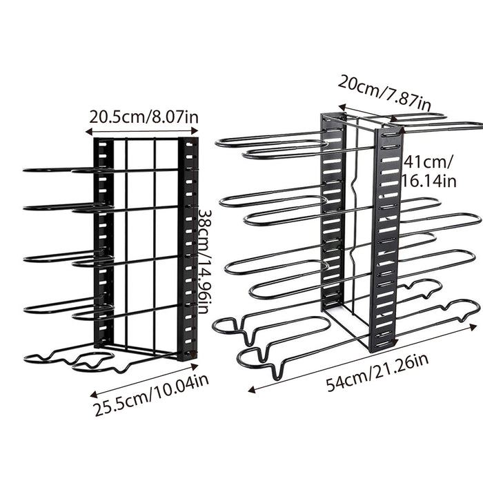 Pot Lid Storage Rack Foldable Multi Tier Iron Black