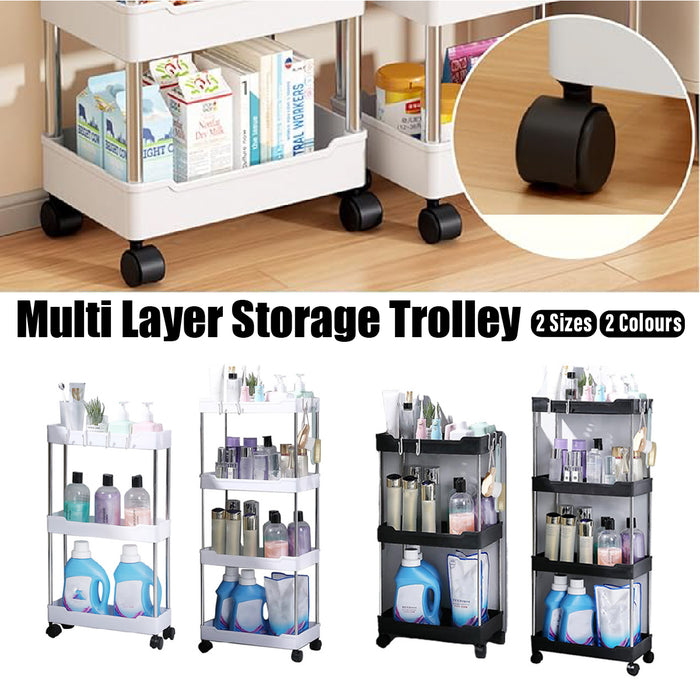 3 or 4 Tier Rolling Storage Cart with 360-Degree Wheels