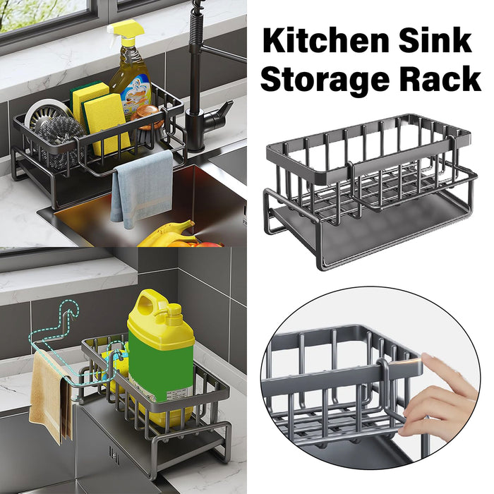 1 Piece Carbon Steel Kitchen Sink Storage Rack with Drainage