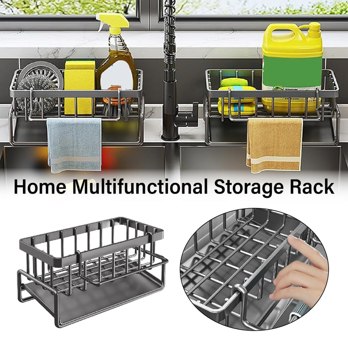 1 Piece Carbon Steel Kitchen Sink Storage Rack with Drainage