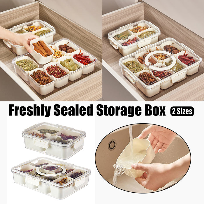 Airtight Food Grade Storage Box Multi Compartment White Clear Lid